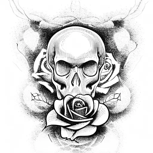 Skull and Roses tattoo design idea