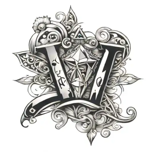 letters AKA surrounded by DIAMONDS tattoo design idea