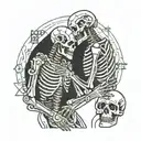 2 skeletons hugging  with "revenge" underneath tattoo design idea