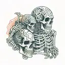 2 skeletons hugging  with "revenge" underneath tattoo design idea