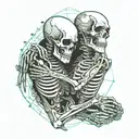 2 skeletons hugging  with "revenge" underneath tattoo design idea