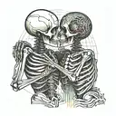 2 skeletons hugging  with "revenge" underneath tattoo design idea