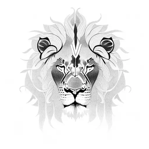Lion with snakes around it tattoo design idea