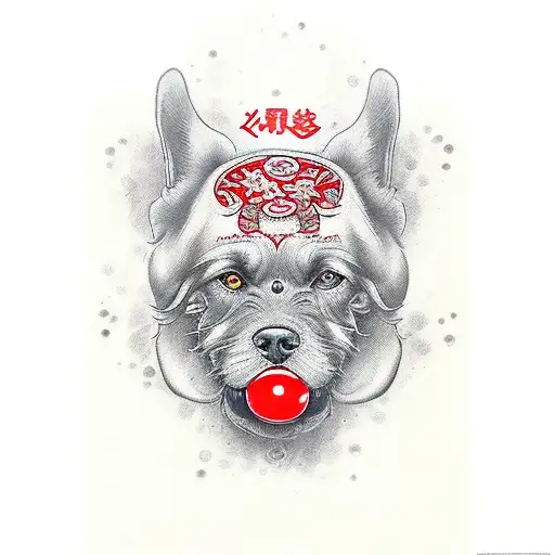 big dog with the red nose  tattoo design idea