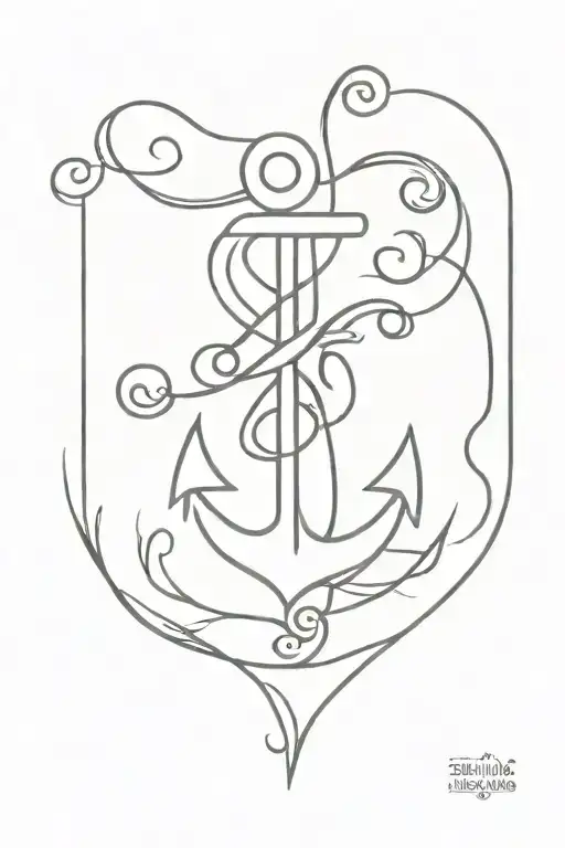 Faith Hope Love Anchor with Treble Clef and Love Heart tattoo design idea