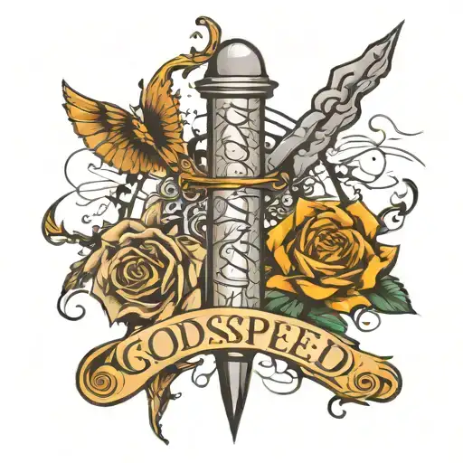 Godspeed written vertically tattoo design idea