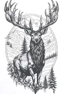 hunting deer turkey elf mountain  tattoo design idea