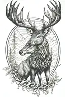 hunting deer turkey elf mountain  tattoo design idea