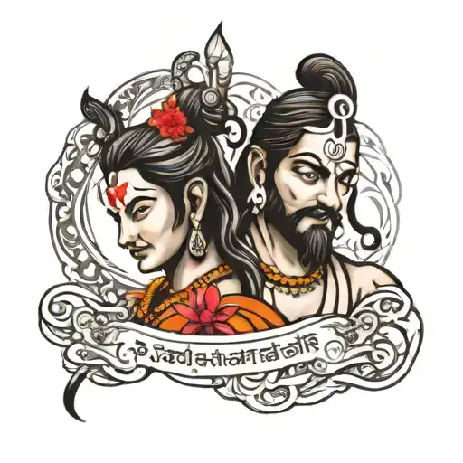 mahadev and quote in sanskrit tattoo design idea