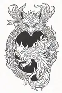 9 Tailed fox 333 angel number tattoo design idea