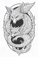 9 Tailed fox 333 angel number tattoo design idea