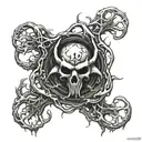 3D biohazard symbol, meticulously crafted to convey the inherent dangers and pervasive toxicity of the environment. Posi tattoo design idea