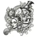 Crazy Alice In Wonderland tattoo design idea