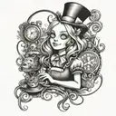 Crazy Alice In Wonderland tattoo design idea