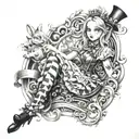 Crazy Alice In Wonderland tattoo design idea