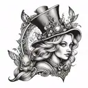 Dark alice in wonderland tattoo design idea
