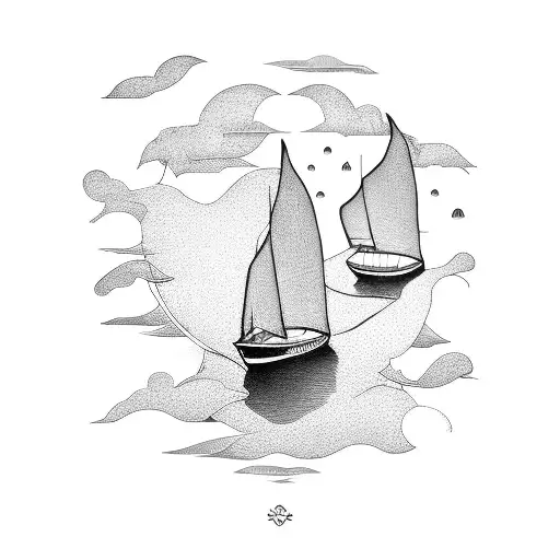 boat on storm  tattoo design idea
