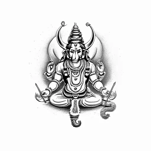 Lord Shiva, hanuman and Ganesha together tattoo design idea