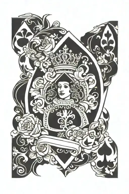 queen of spades black only  tattoo design idea