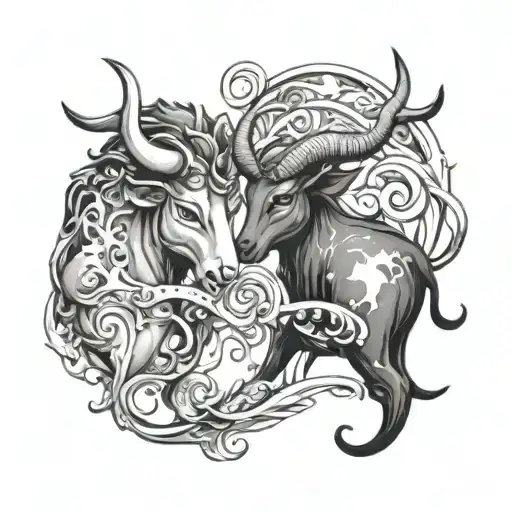 Taurus and Pisces  tattoo design idea