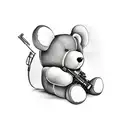 teddy bear holding an m16 gun tattoo design idea