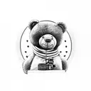 teddy bear holding an m16 gun tattoo design idea