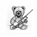 teddy bear holding an m16 gun tattoo design idea