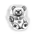 a cute teddy bear standing and holding an m16 gun tattoo design idea