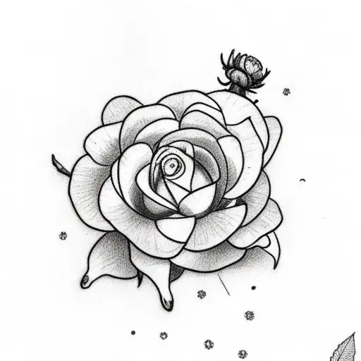 4 dog roses blooms and budding with small wild flowers delicate thing leaves shoulder tattoo 5 inches tattoo design idea