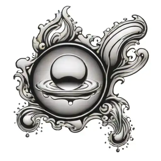 Enzo circle with water droplet ripples reflection tattoo design idea