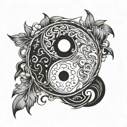 yin and yang symbol outline "I pray to god but I sin too  tattoo design idea