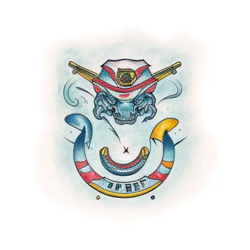 concha, mar, cobra, folhas tattoo design idea