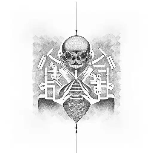 A meditating surgeon surrounded by music notes tattoo design idea