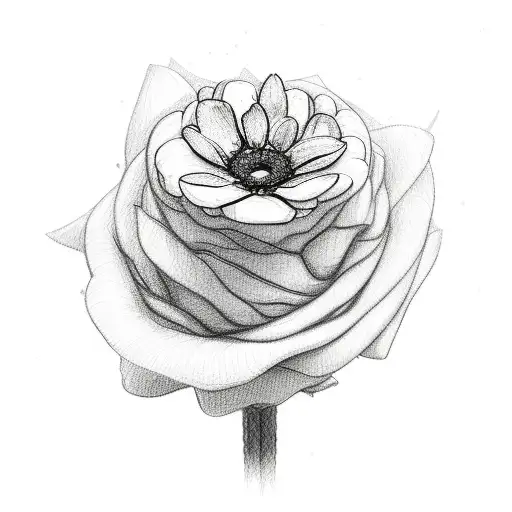 A detailed sketch of a surgeon's hands holding a blooming flower tattoo design idea