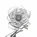 A detailed sketch of a surgeon's hands holding a blooming flower tattoo design idea