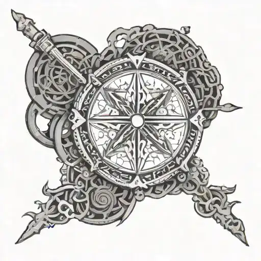 Design a tattoo featuring Eminem's lyrics intertwined with Metallica's lyrics, surrounded by intricate bone designs in a dotwork style tattoo design idea