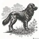 side veiw large majestic feild spaniel dog breed tattoo design idea