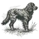 side veiw large majestic feild spaniel dog breed tattoo design idea