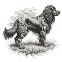 side veiw large majestic feild spaniel dog breed tattoo design idea