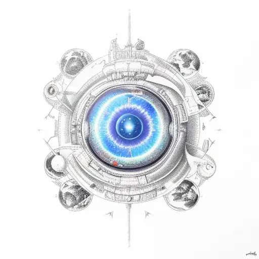 the planet crossed by a car tattoo design idea