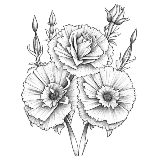 Carnation Birth Flower Tattoo