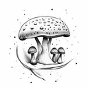 A baseball snowboarder catching a mushroom instead of a ball tattoo design idea