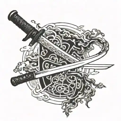 japanese kanji katana tattoo design idea