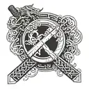 kanji attitude with katana tattoo design idea