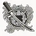 kanji attitude with katana tattoo design idea