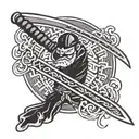 kanji attitude with katana tattoo design idea