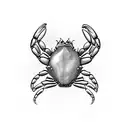 Incorporate a flowing water element that wraps around the Cancer crab symbol.  tattoo design idea