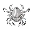 Incorporate a flowing water element that wraps around the Cancer crab symbol.  tattoo design idea
