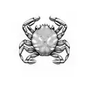 Incorporate a flowing water element that wraps around the Cancer crab symbol.  tattoo design idea
