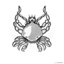 Incorporate a flowing water element that wraps around the Cancer crab symbol.  tattoo design idea